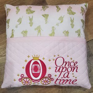 Princess Silhouttes Once Upon A Time Reading Book Pocket Pillow 16"x16"